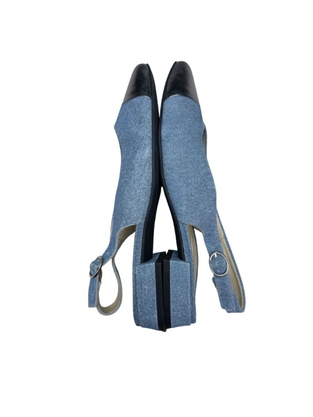 NWOB $389 Paul Green Ynez Slingback Shoes Denim/Metallic Pointed Cap Toe US 6 - Picture 7 of 9